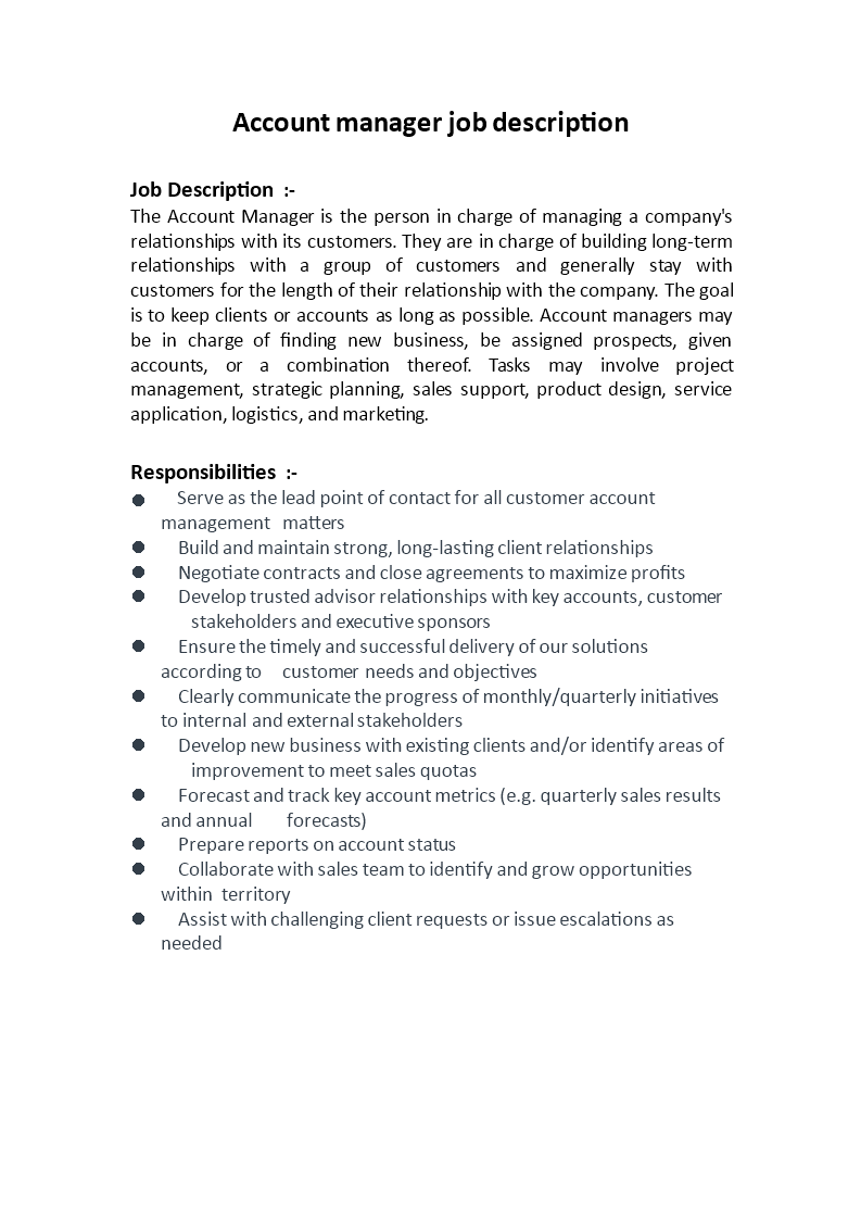 sales account manager job description Main Image sales account manager job description