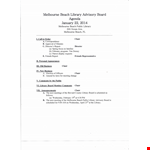 Melbourne Beach Library Advisory Board - Enhancing Library Services in Melbourne Beach example document template 