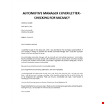 Automotive Manager cover letter  example document template