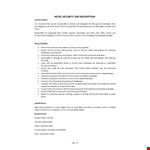 Hotel Security Job Description example document template