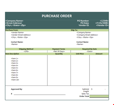 Create a professional Purchase Order | Contact us for easy order management