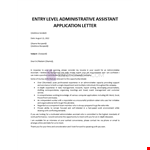 Entry Level Admin Assistant Application Letter example document template 