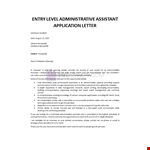 Entry Level Admin Assistant Application Letter example document template