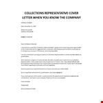 Collections Representative Cover letter  example document template