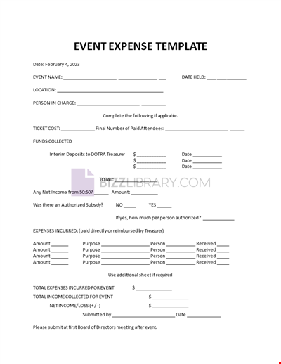 Event Expense Template