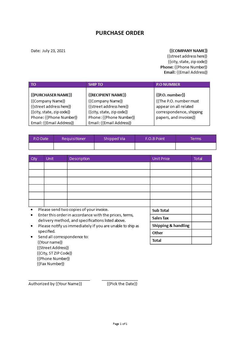 purchase order Main Image purchase order
