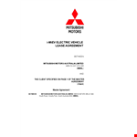 Electric Vehicle Lease Agreement Template for Client Agreement example document template