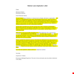 Medical Leave Application Letter example document template 
