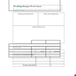 Wedding Budget Spreadsheet - Free Download & Easy-to-Use Templates example document template