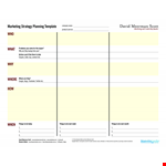 Marketing Strategy Planning Template example document template