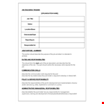 Create Effective Job Descriptions | Required Skills & Roles example document template