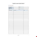 Printable Course Planner Template example document template