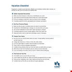 Travel Vacation Checklist Template example document template