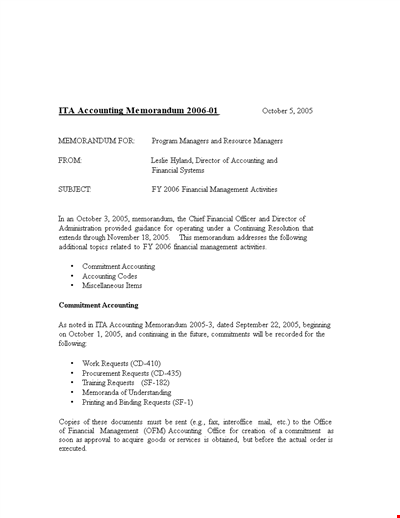 Business Accounting Memo Template: PDF | Accounting, Financial Memorandum & Requests