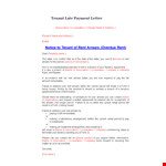 Tenant Late Payment Letter example document template