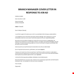 Branch Manager Cover letter example document template