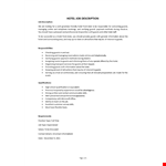 Hotel Job Description example document template