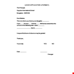 Formal Leave Application Letter example document template 