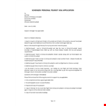 Schengen Visa Application Letter example document template