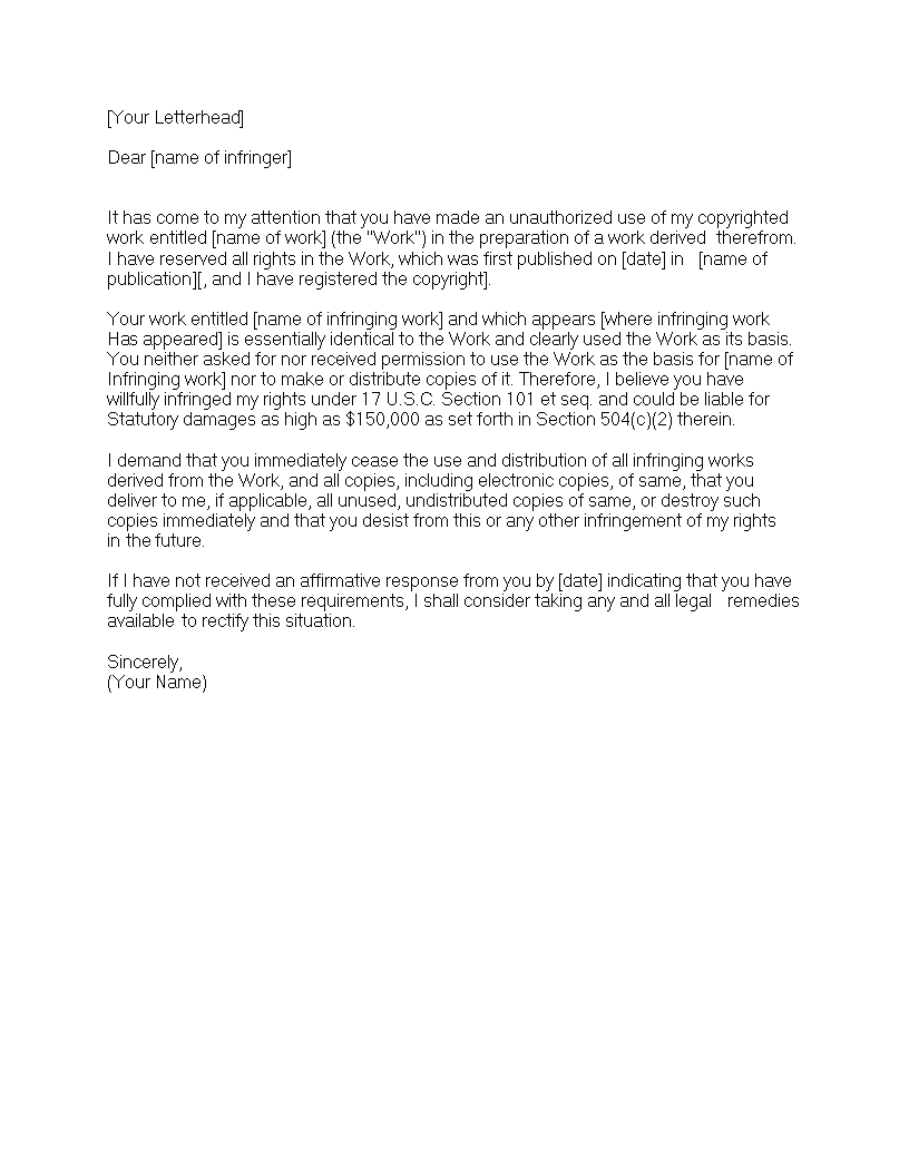 Cease and Desist Order Template