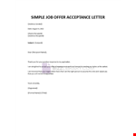 Job Acceptance Sample Template example document template