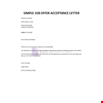 Job Acceptance Email example document template 