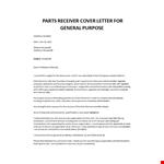 Parts Receiver cover letter example document template