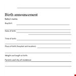 Example Birth Announcement Template Download example document template
