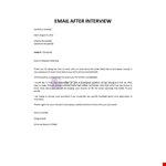 Rejection After Job Interview example document template