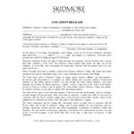 Location Release Form for College Project: Property Owner - Skidmore example document template