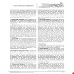 Simple Loan Consumer Agreement example document template