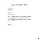 Employer Rejection Letter example document template