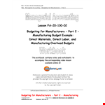 Manufacturing Production Budget Template - Manage Manufacturing Budget Directly | Qtrly Reports example document template 