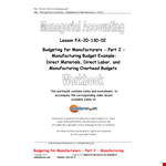 Manufacturing Production Budget Template - Manage Manufacturing Budget Directly | Qtrly Reports example document template
