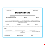 Editable Stock Certificate Template - Transfer and Issue Corporation Shares example document template