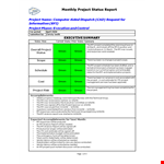 Monthly Status example document template