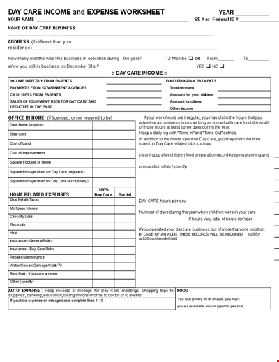 Event Income and Expense Report - Track Business Income and Expenses for Children's Events