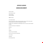 Office closed notice example document template