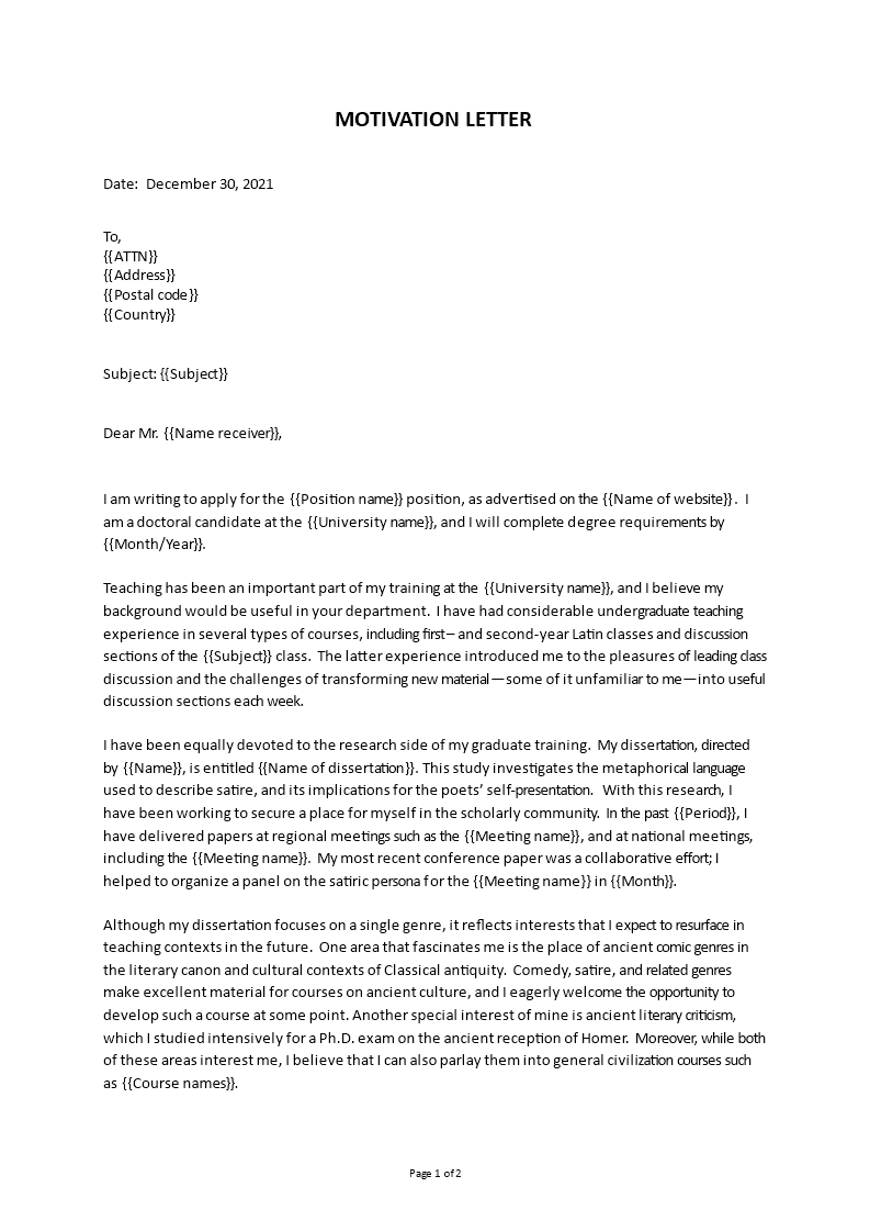 motivation letter