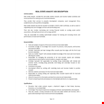Real Estate Analyst Job Description example document template