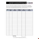 Log Your Driving Hours and Progress with the Drivers Daily Log example document template