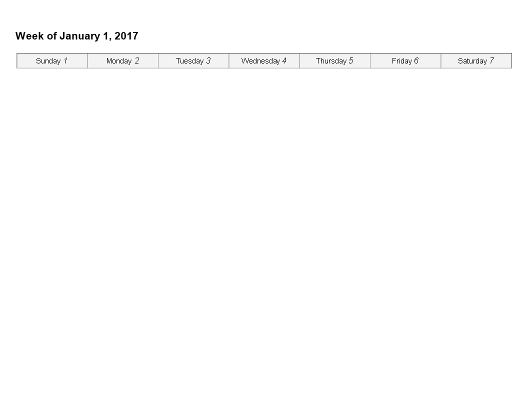 Free Printable Lined Weekly Calendar Template - Sunday, Monday, Tuesday ...