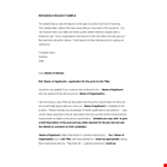 Free Reference Request Letter Template for Applicant and their Reference example document template