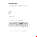 Free Reference Request Letter Template for Applicant and their Reference example document template 