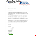 Announcement: Price Increase for Schneider Electric & Clipsal Products example document template