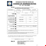 Change of Address Letter - Notify Residence of Registration Number and Address Change example document template 