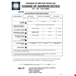 Change of Address Letter - Notify Residence of Registration Number and Address Change example document template
