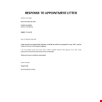 Response To Job Appointment Letter example document template
