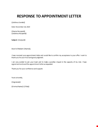 Response To Job Appointment Letter