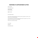Response To Job Appointment Letter example document template 